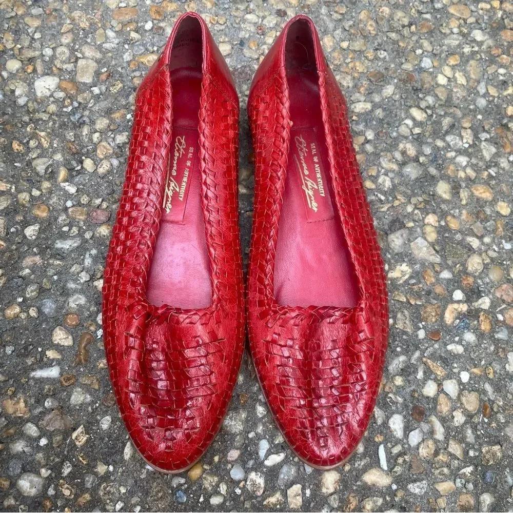 Etienne Aigner Red Woven Flats - Picture 2 of 6
